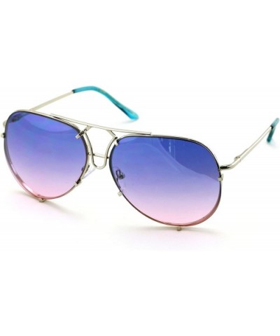 New Large Limited Edition Colorful Gradient Lens Metal Aviator Sunglasses - Blue/Pink - CX188WXDISU $8.24 Aviator