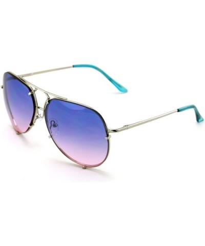 New Large Limited Edition Colorful Gradient Lens Metal Aviator Sunglasses - Blue/Pink - CX188WXDISU $8.24 Aviator