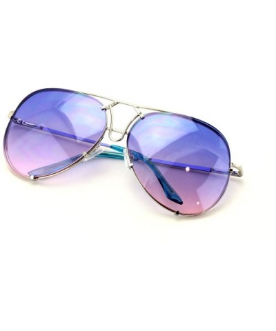 New Large Limited Edition Colorful Gradient Lens Metal Aviator Sunglasses - Blue/Pink - CX188WXDISU $8.24 Aviator