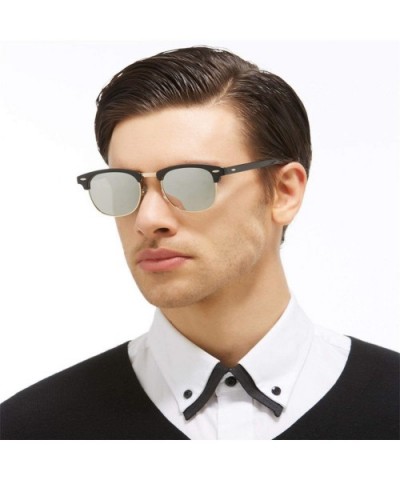 Half Metal Fashion Sunglasses Men/Women Retro Rivet Lens Classic Sun Glasses Oculos UV400 - C7 - CN197A2O66Z $27.58 Goggle