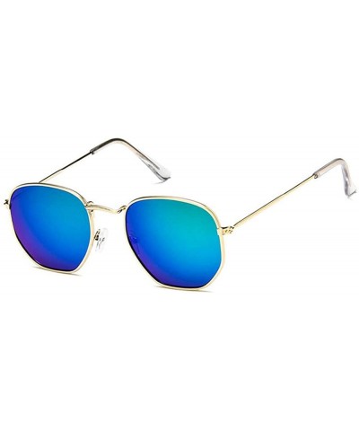 Retro Round Sunglasses Women Brand Designer Sun Glasses for Women Alloy Mirror Sunglasses - Gold Green - C11907Y0RSS $18.74 R...