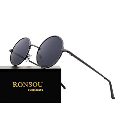 Steampunk Vintage Round Polarized Sunglasses for Men Women Lennon Style Eyewear - Grey Frame/Grey Lens - C212GYBRW47 $7.35 Go...