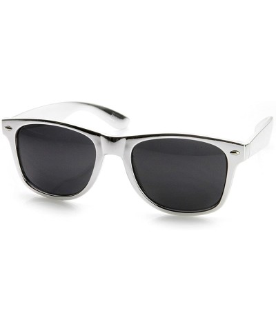 Shiny Chrome Color Foil Reflective Coat Horn Rimmed Style Sunglasses (Silver) - C611CJTTWSN $6.93 Wayfarer