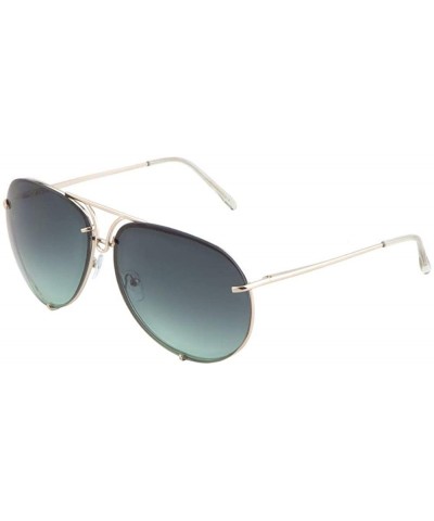 Oceanic Color Bracket Frame Rimless Curved Round Aviator Sunglasses - Green - CK190MIQ7ZM $10.03 Aviator