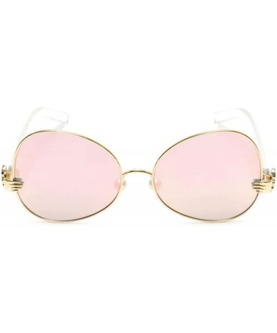 Square Women's Metal Sunglasses Butterfly Style Pearl Nose Pieces Colored Lens - Pink Mirrored - CX18G3RQGE5 $8.65 Butterfly