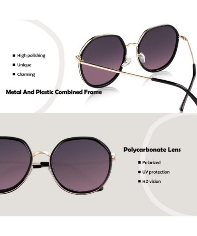 Oversized Octagon Sunglasses Women Vintage Polarized UV Protection Unique Brand Designer Shades S55 - CZ18U34I0ZO $7.86 Overs...