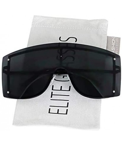 OVERSIZED VINTAGE RETRO Huge Big MASK SHIELD Half Face Owen Style SUNGLASSES - Black and Yellow - CD18ILCINYU $16.45 Oversized