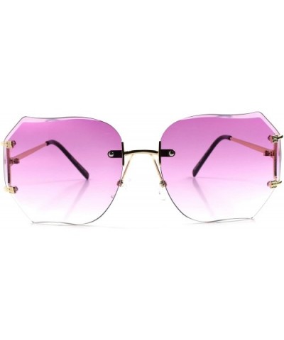 Vintage Retro Fashion Chic Two Tone Purple Lens Oversized Womens Sunglasses - Gold - CW1892ZR8SG $10.85 Square