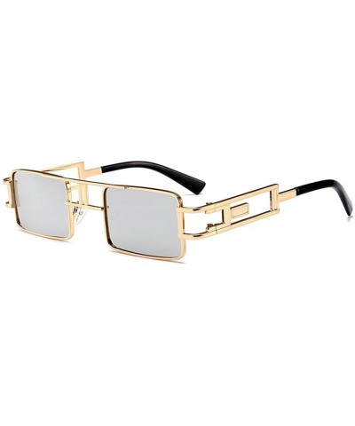 Hip-Hop Square Metal Small Frame Clear Color Lens Sunglasses - Gold-silver - CB189MQ58R6 $10.12 Rectangular