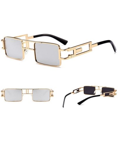 Hip-Hop Square Metal Small Frame Clear Color Lens Sunglasses - Gold-silver - CB189MQ58R6 $10.12 Rectangular