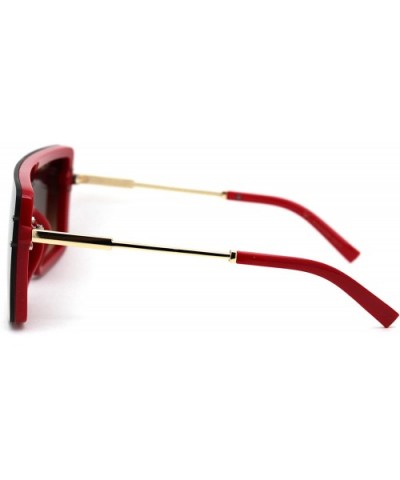 Womens Futuristic Oversize Rectangular Shield Robotic Sunglasses - Red Brown - CF18XH55OLR $6.80 Shield