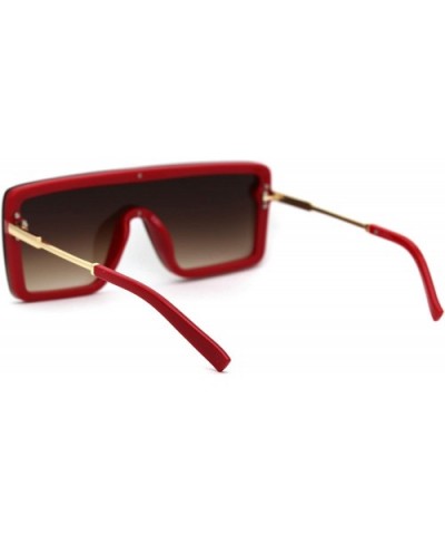 Womens Futuristic Oversize Rectangular Shield Robotic Sunglasses - Red Brown - CF18XH55OLR $6.80 Shield