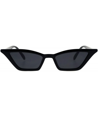 Womens Narrow Goth Cat Eye Vintage Retro Mod Sunglasses - All Black - C318G7XG38A $7.34 Cat Eye