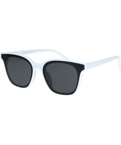 Womens Square Horn Rim Sunglasses Chic Designer Style Fashion Shades UV400 - White (Black) - CS18T3OS6Z8 $9.55 Square