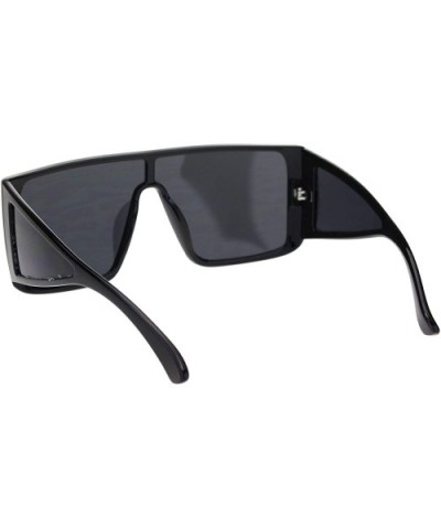 Square Boxy Sunglasses Oversized Shield Style Modern Shades UV 400 - Black - CQ1956W05K9 $7.12 Oversized