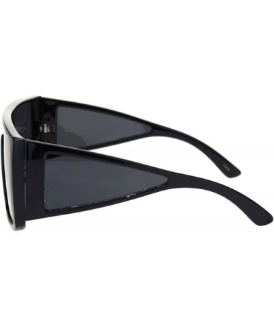 Square Boxy Sunglasses Oversized Shield Style Modern Shades UV 400 - Black - CQ1956W05K9 $7.12 Oversized