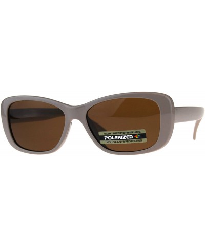 Womens Polarized Lens Sunglasses Classic Vintage Rectangular Frame - Beige (Brown) - CC18D8H9T4U $7.79 Rectangular