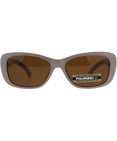 Womens Polarized Lens Sunglasses Classic Vintage Rectangular Frame - Beige (Brown) - CC18D8H9T4U $7.79 Rectangular