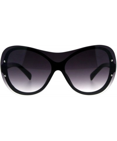 Womens Oversize Shield Butterfly Exposed Lens Rimless Sunglasses - Black Smoke - CY18DC5NGSK $8.52 Oversized