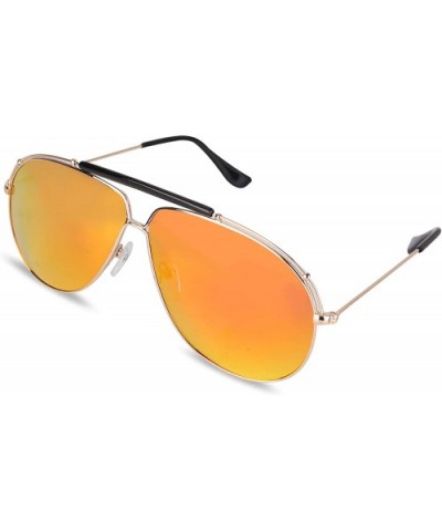 Premium Military Style Classic Aviator Sunglasses- Polarized- Men Sunglasses - UV 400 Protectio - Golden /Red - CO18S52T3IL $...