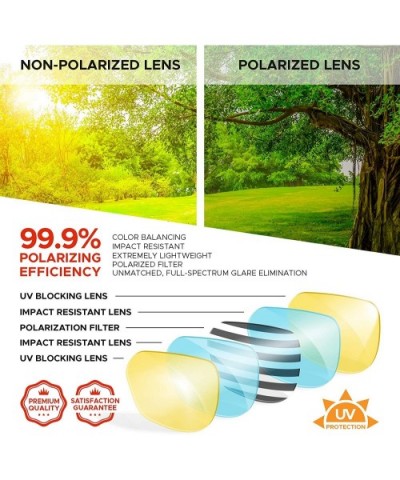 Premium Polarized Mirror Lens Classic Square Style Sunglasses - Black Frame/ Blue Mirrored Lens - CT124WB1MGP $11.92 Rimless