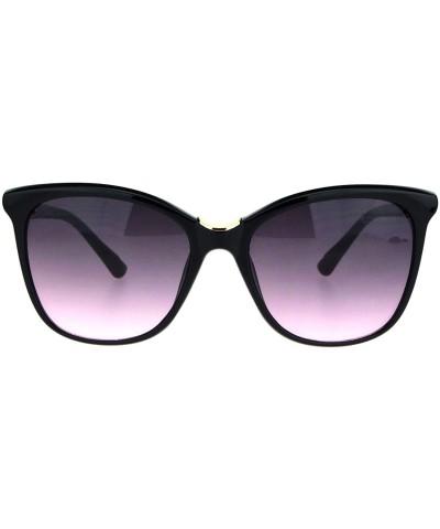 Womens Large Cat Eye Designer Plastic Fashion Luxury Sunglasses - Black Pink Smoke - CY18K0QD8CE $8.31 Cat Eye