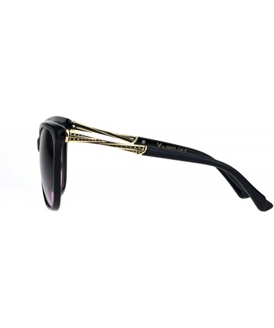 Womens Large Cat Eye Designer Plastic Fashion Luxury Sunglasses - Black Pink Smoke - CY18K0QD8CE $8.31 Cat Eye