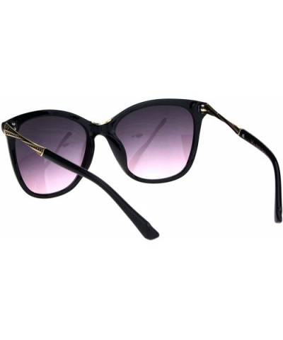 Womens Large Cat Eye Designer Plastic Fashion Luxury Sunglasses - Black Pink Smoke - CY18K0QD8CE $8.31 Cat Eye