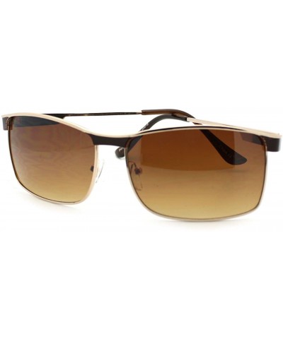 Mens Fashion Sunglasses Designer Rectangular Metal Frame - Brown - C811S7P8SXN $7.37 Square