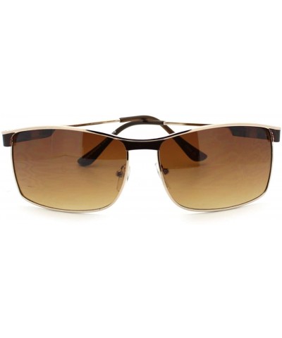 Mens Fashion Sunglasses Designer Rectangular Metal Frame - Brown - C811S7P8SXN $7.37 Square