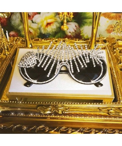Diamond Sunglasses Vintage Oversize Designer - Gvb9750 - CX198GG340Z $20.41 Oversized