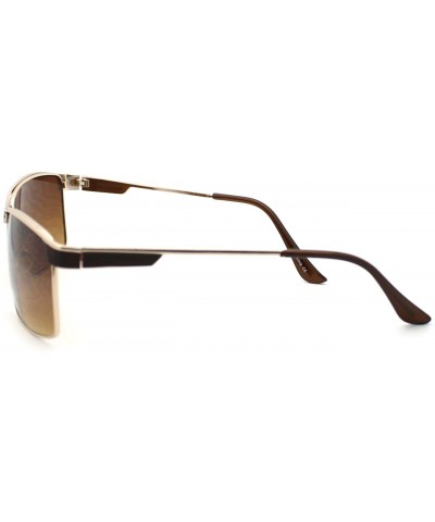 Mens Fashion Sunglasses Designer Rectangular Metal Frame - Brown - C811S7P8SXN $7.37 Square