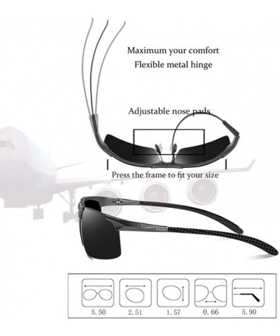 Mens Polarized Carbon Fiber Sunglasses UV Protection Sports Fishing Driving Sunglasses for Men Al-Mg Frame - CM18YNI6MU0 $23....