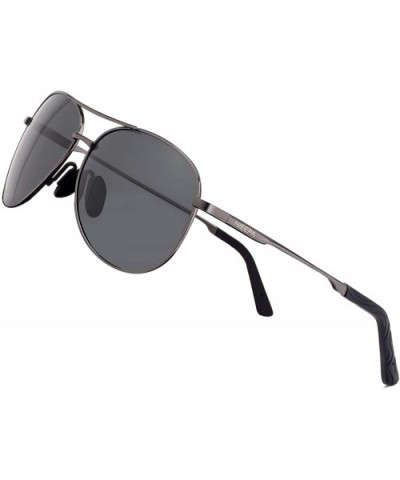 Men Aviator Sunglasses Women Polarized Lens UV 400 Protection - Grey Lens/Gun Frame - C818HMNTE30 $11.24 Aviator