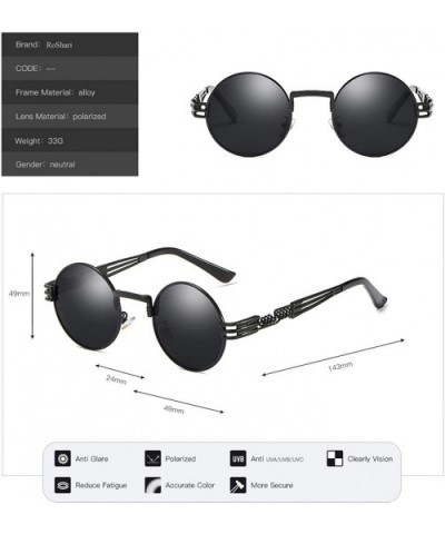 Retro Round Sunglasses for men and women Steampunk Driving Polarized Sunglasses A72 - Black-black - C518IX2XR4W $15.26 Round