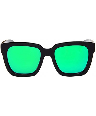 Unisex Polarized Sunglasses- Mirrored Lenses Fashion Glasses Colorful Beach Sunglasses with Black Border - Green - CO196N59DC...