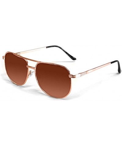 Metal Aviator Reading Sunlasses - Gold & Brown Tint - CC11M5DGQHN $7.61 Aviator