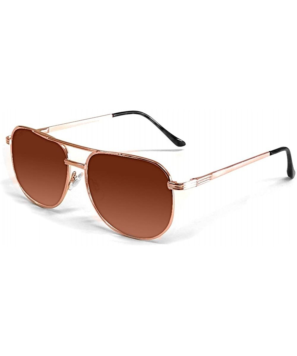 Metal Aviator Reading Sunlasses - Gold & Brown Tint - CC11M5DGQHN $7.61 Aviator