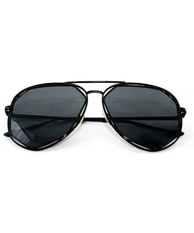 "Raven" Geometric Ultra Premium Brushed Aluminum Flash Sunglasses - Black/Smoke - CW12K7STYBR $5.37 Rectangular