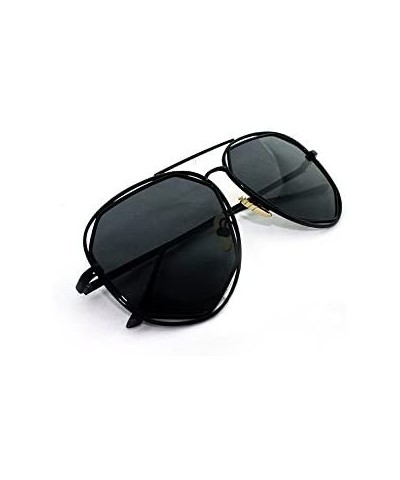 "Raven" Geometric Ultra Premium Brushed Aluminum Flash Sunglasses - Black/Smoke - CW12K7STYBR $5.37 Rectangular