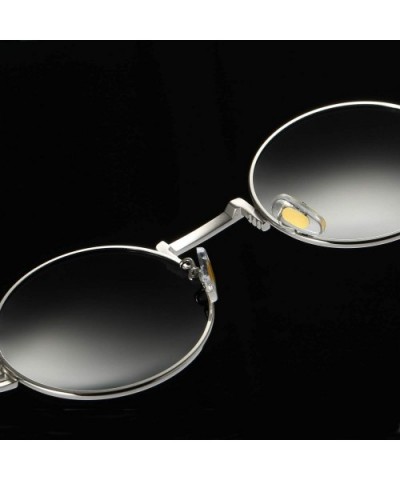 Retro Round Sunglasses for men and women Steampunk Driving Polarized Sunglasses A72 - Black-black - C518IX2XR4W $15.26 Round