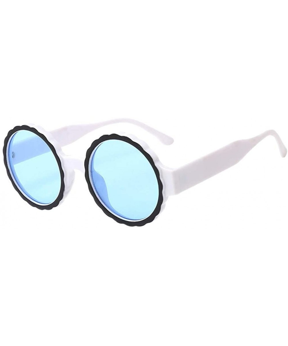 Round Sunglasses Lightweight Composite Frame Composite Lens Sunglasses - Blue - CD1903A2OE7 $6.27 Round