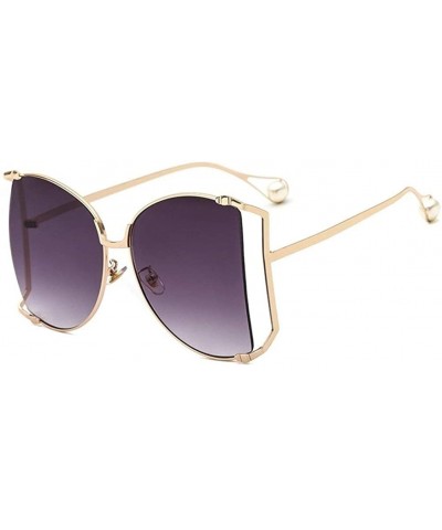 Trendy Oversized Sunglasses for Women Half Frame Shade UV Protection - C1 - C6190OG7XOT $9.25 Oversized