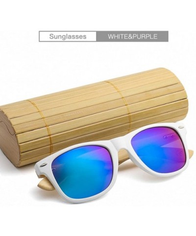 2018 Bamboo Sunglasses Wooden Wood Retro Vintage Summer Glasses for Men Women - J - CR18EM6C05T $8.08 Sport