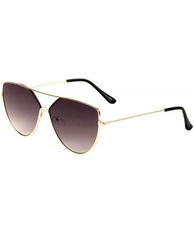 Flat Top Thin Frame Round Cat Eye Color Mirror Sunglasses - Brown - CX197MMIXWW $8.49 Cat Eye