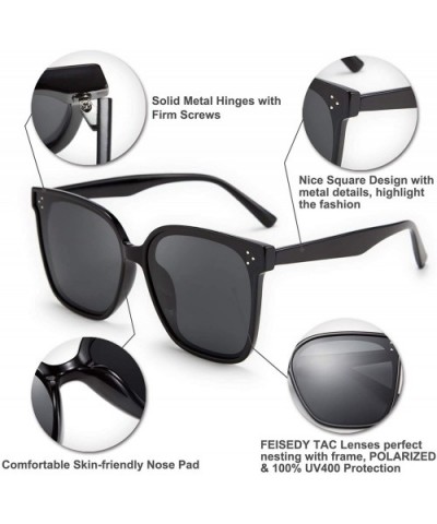 Retro Oversized Cateye Polarized Sunglasses Women Men Minimalist Style B2600 - Obsidian - C21982SH0E6 $9.00 Oversized