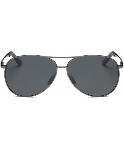 Polarized Sunglasses Unisex Pilot Style Metal Frame Sun Glasses K0583 - Gray&black - CV1800C6TXS $8.58 Aviator