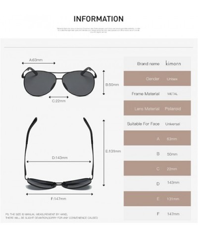 Polarized Sunglasses Unisex Pilot Style Metal Frame Sun Glasses K0583 - Gray&black - CV1800C6TXS $8.58 Aviator