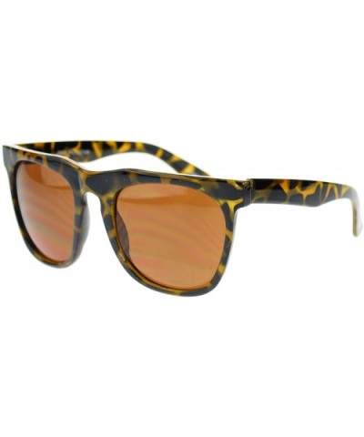 Unisex Retro Vintage Style Horn Rim Thick Brow Rectangular Sunglasses - Yellow Tortoise - CD11OMSCZPL $5.99 Wayfarer