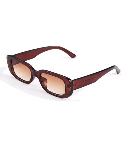 Small Rectangle Sunglasses Women UV 400 Retro Square Driving Glasses - Brown Brown - C3196D3YG3I $8.19 Rectangular